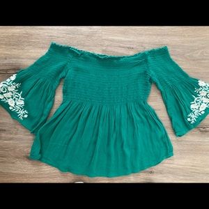 Hollister Smocked Off The Shoulder Top